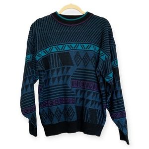 Nuovo New Forces Vintage Unisex Multicolor Sweater Long Sleeves Size L